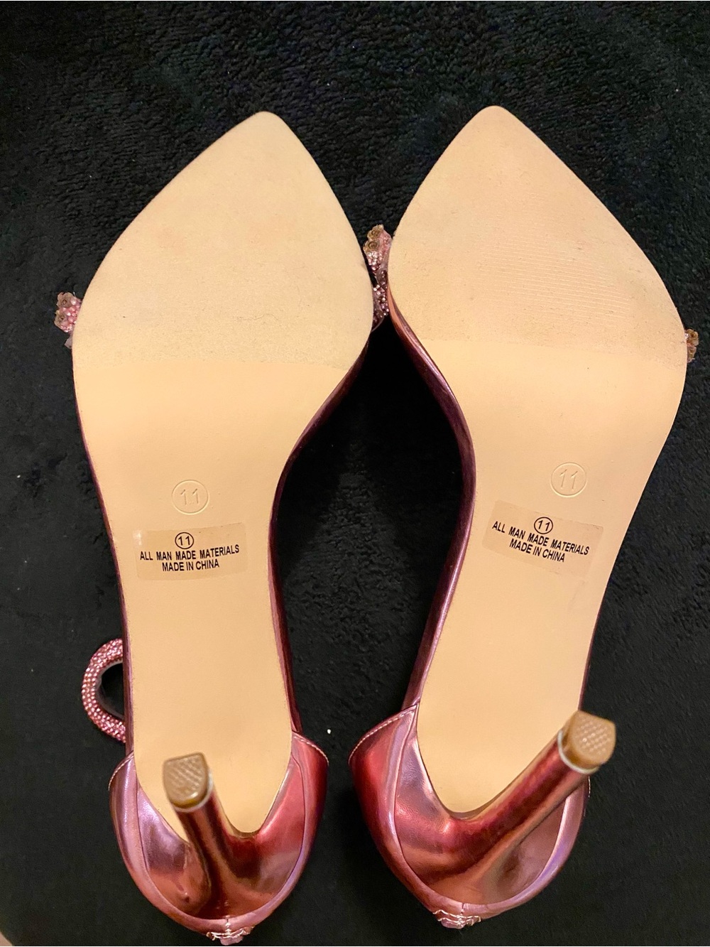 Metallic Pink Rhinestone Ankle-Strap Stiletto Heels - Size 11 - NWOT! - Picture 5 of 5